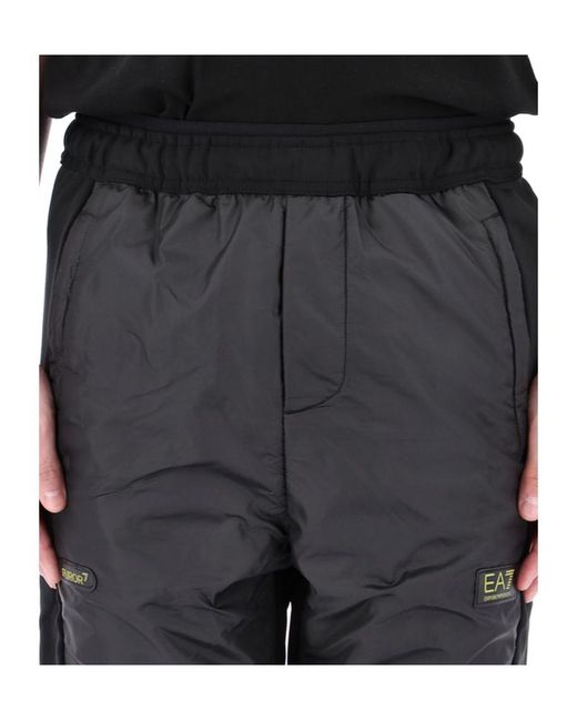 Emporio Armani Black Elastic Waist Sports Pants for men