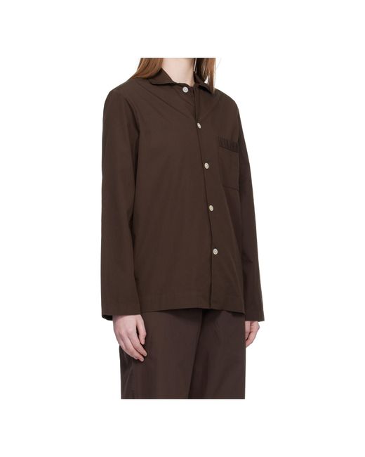 Tekla Brown Long-Sleeved Pajama Shirt for men