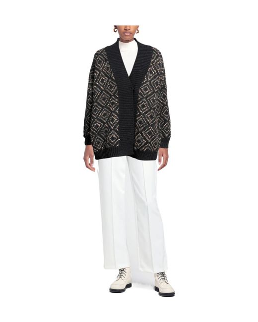Brunello Cucinelli Black Argyle Knit Cardigan