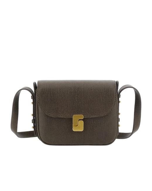 Soeur Gray Flap Shoulder Bag