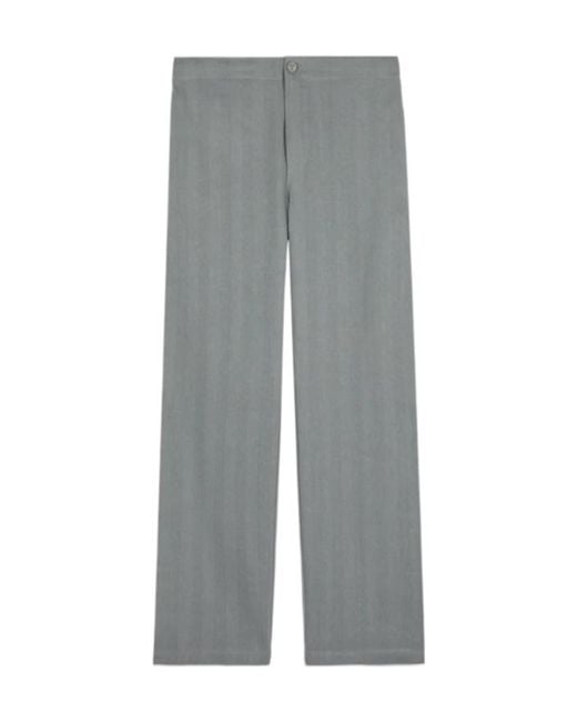 Tod's Gray Herringbone Drawstring Linen Trousers for men