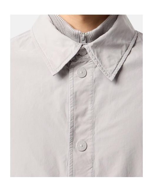 Stone Island Gray Logo Patch Buttoned Jacket for men