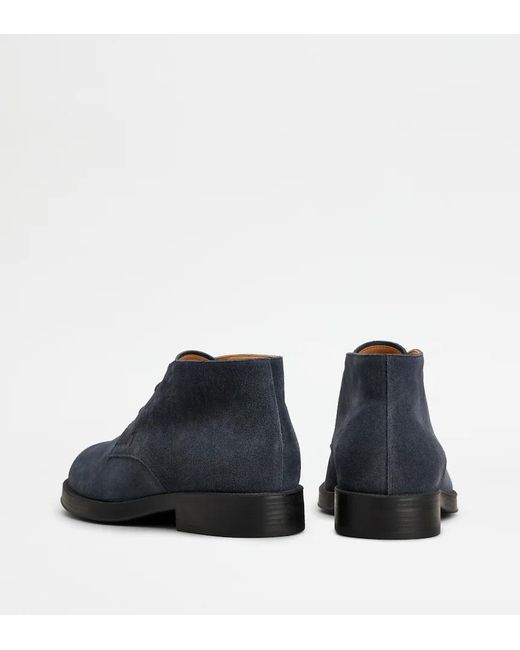 Tod's Blue Round Toe Lace-Up Boots for men