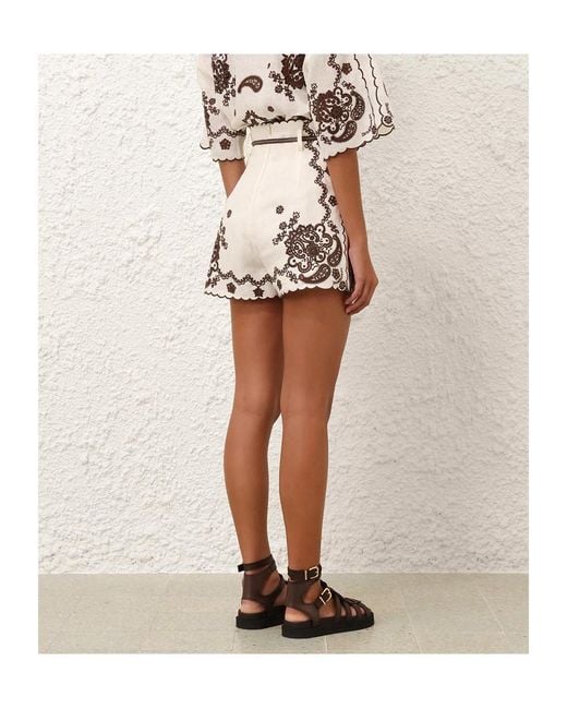 Zimmermann Natural Ascension Belted Shorts