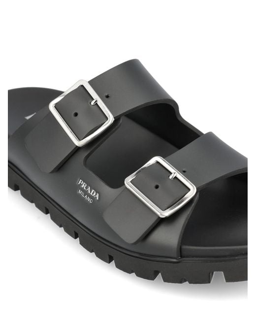 Prada Multicolor Logo Detailed Buckled Sandals for men