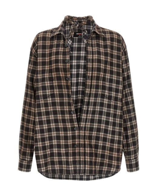 DSquared² Gray Long-Sleeved Checked Shirt for men