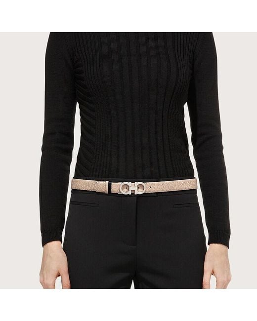 Ferragamo White Logo Double-Sided Belt
