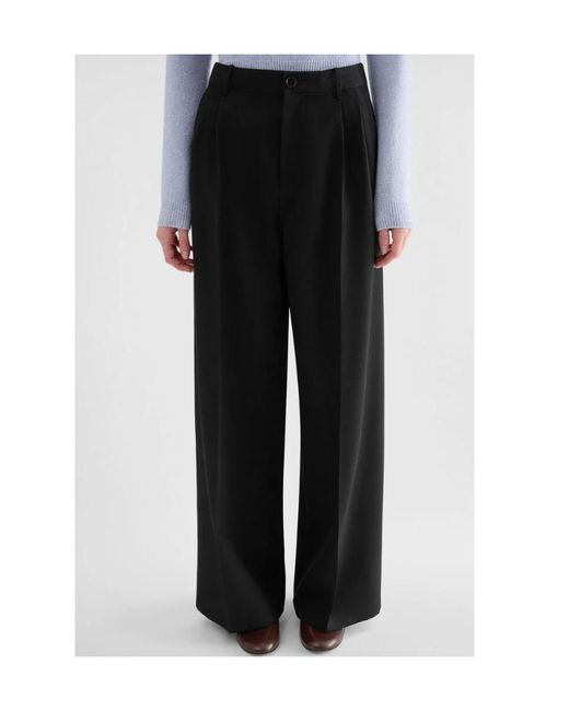 Jil Sander Black Pleated Gabardine Trousers