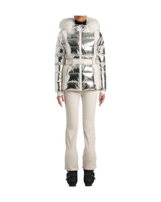 Yves Salomon White Solid-Color Ski Jacket