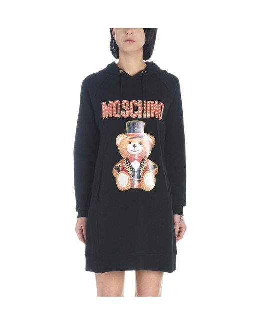 Moschino Blue Circus Teddy Printed Hoodie Dress
