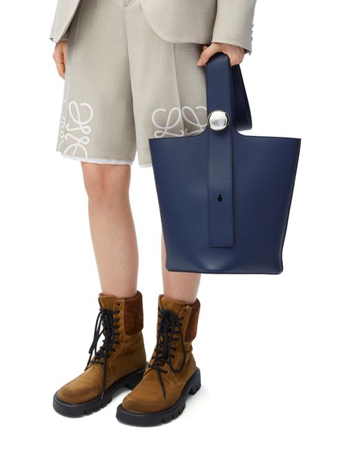 Loewe Blue Medium Pebble Bucket Bag