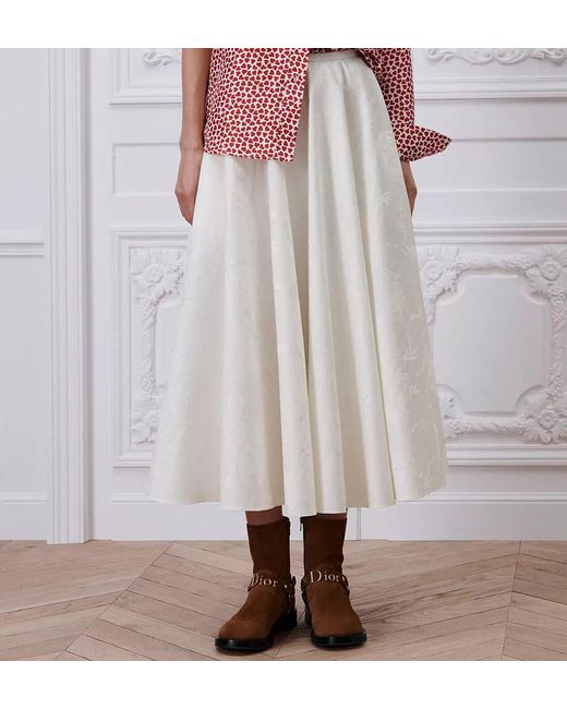 Dior White Qixi Mid-Length Flared Skirt