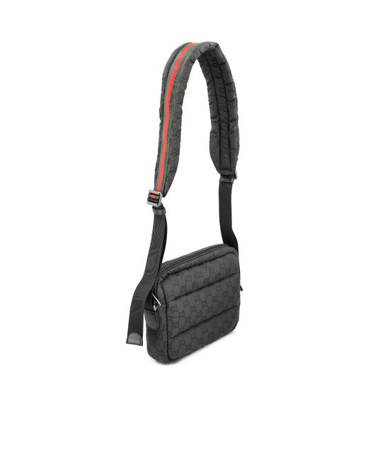 Gucci Black Gg Printed Padded Messenger Bag for men