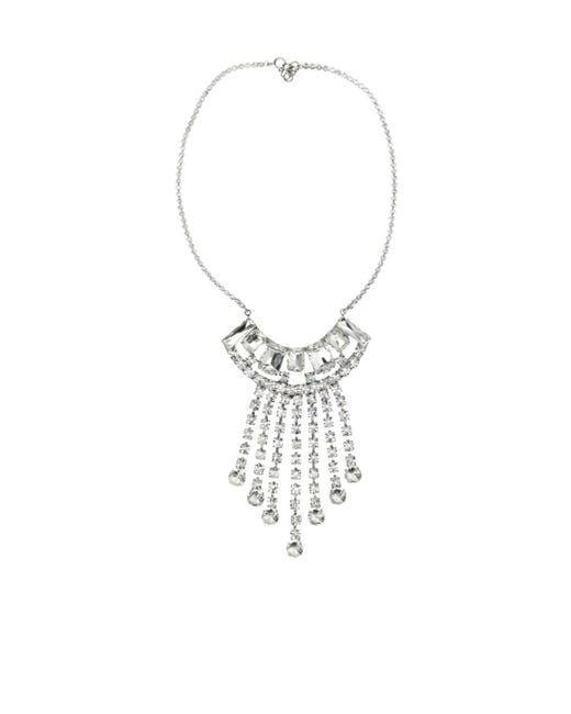 Dries Van Noten White Strass Fringed Necklace