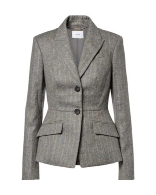 Erdem Gray Pinstripe Wool And Mohair Blazer