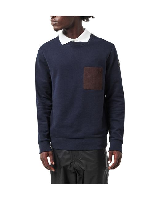 Moncler Blue Crew Neck Long Sleeve Sweatshirt for men
