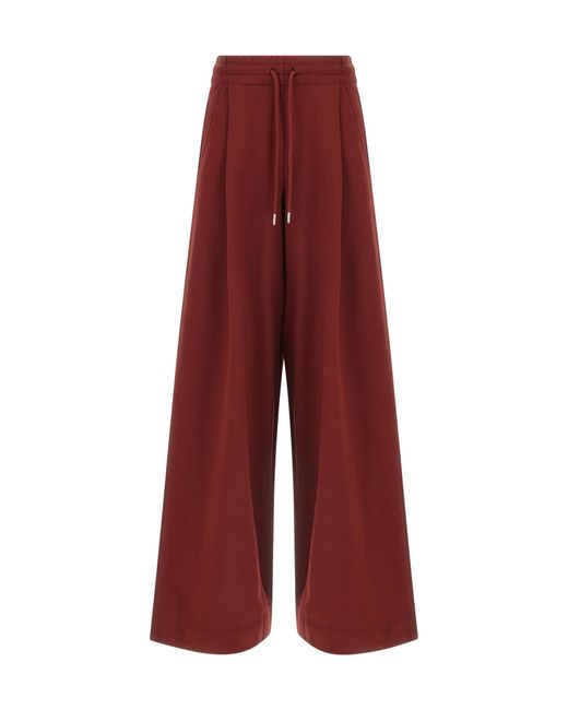 Dries Van Noten Women's Red Loose Fit Pleated Sweatpants - Main Image