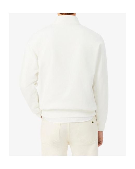 Lacoste White Logo Patch Half-Zip Sweatshirt for men