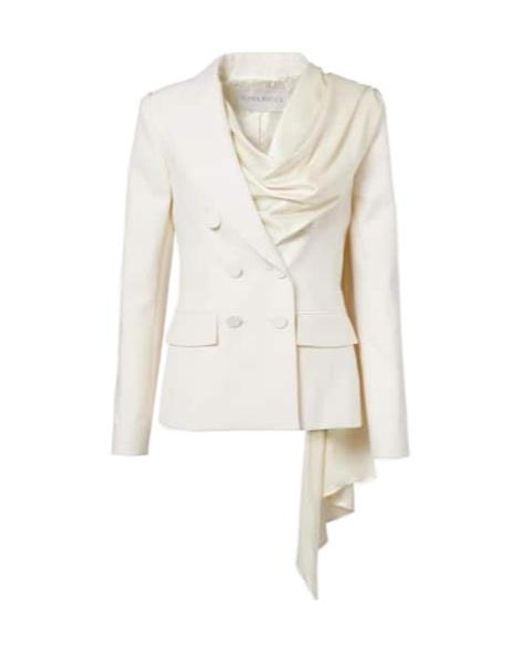 Nina Ricci White Scarf-Detail Virgin Wool Gabardine Blazer