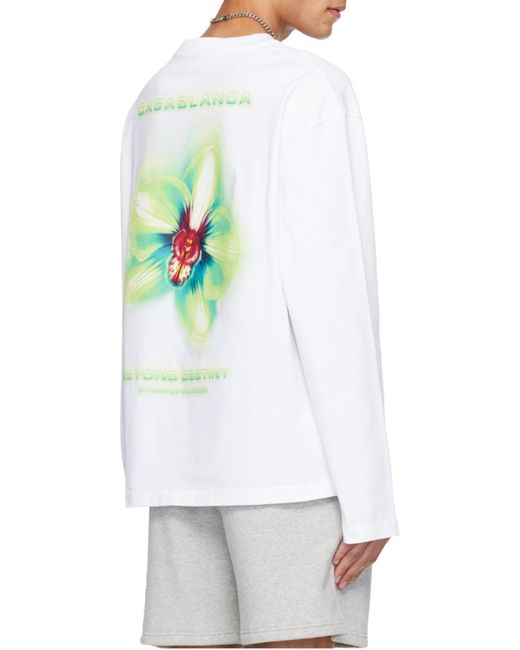 Casablanca White Glitch Orchid Long-Sleeve T-Shirt for men