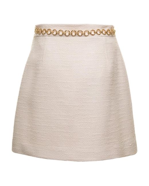 Gucci Natural A-Line Bouclé Miniskirt