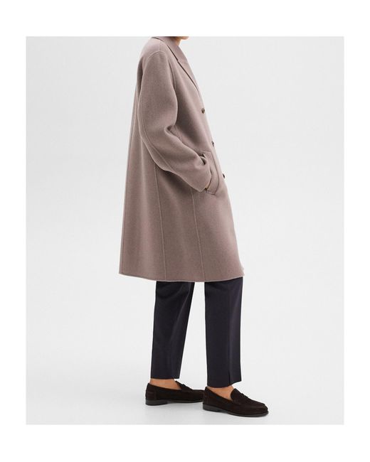 Theory Brown Double-Breasted Coat