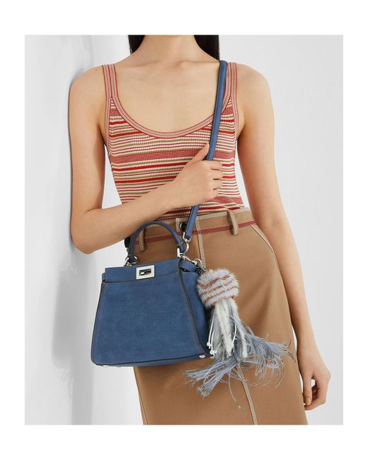 Fendi Blue Peekaboo Mini Tote Bag