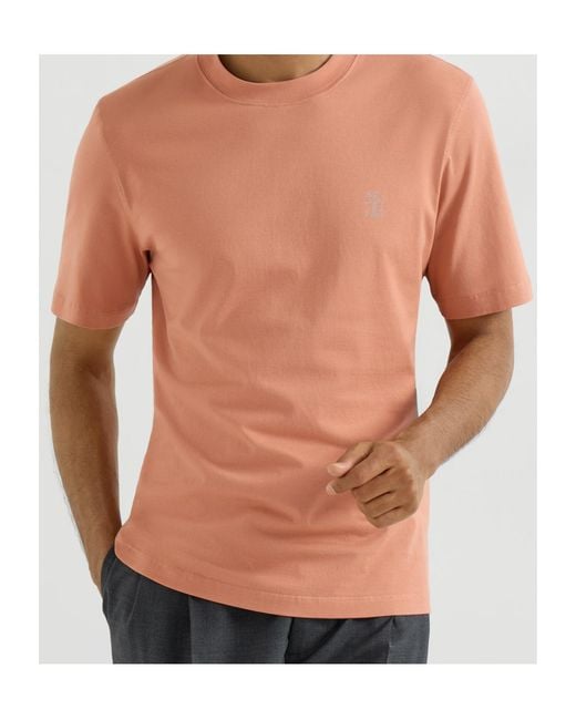 Brunello Cucinelli Multicolor Logo Printed Crewneck T-Shirt for men