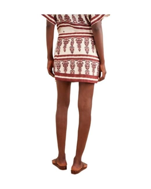 Johanna Ortiz Red Roots Pattern Mini Skirt