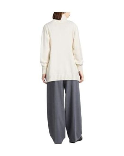 Max Mara White Mock-Neck Knit Top