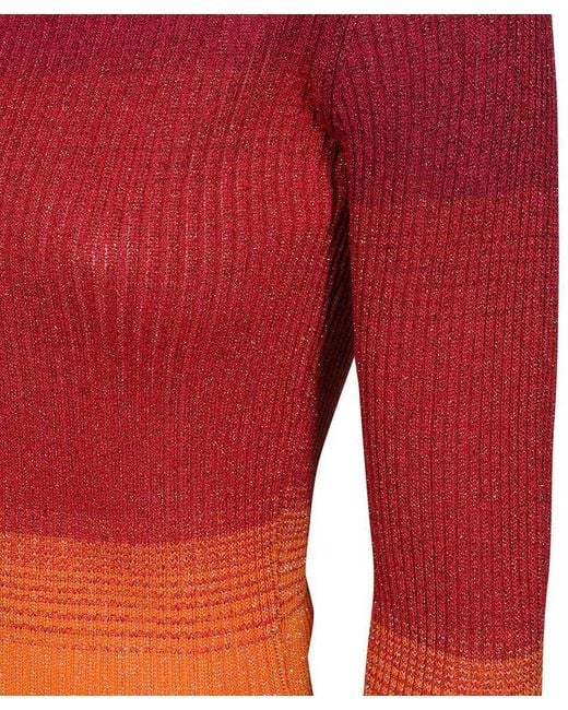 Gcds Red Boat Neck Ribbed-Knit Jumper