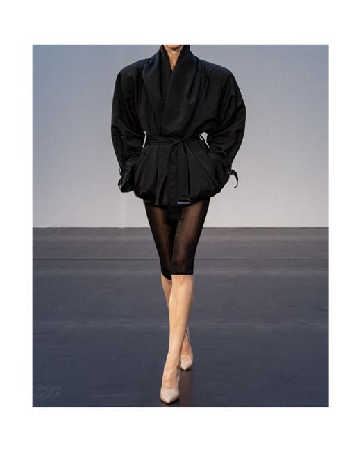 Magda Butrym Black Draped Collar Cotton-Silk Blend Jacket