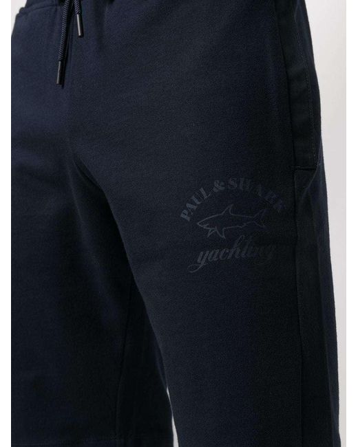Paul & Shark Blue Logo-Print Drawstring Shorts for men