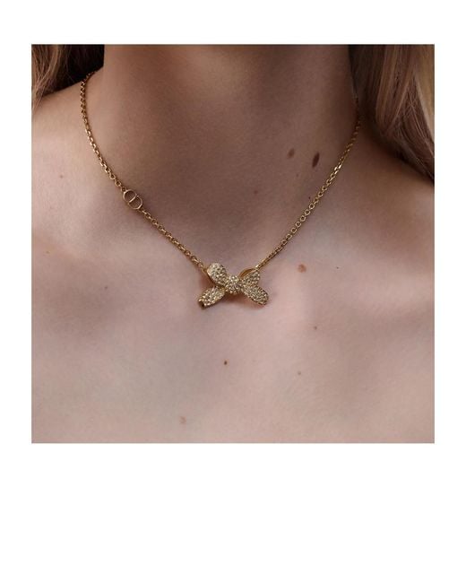 Dior Metallic Delicate Bow Necklace