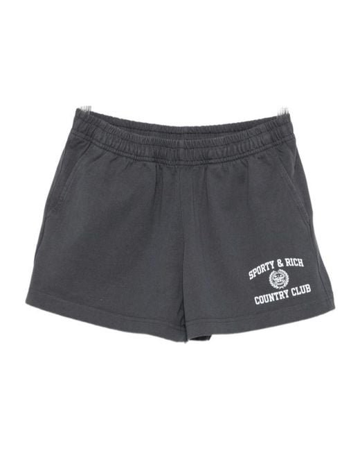 Sporty & Rich Gray Elastic-Waist Shorts