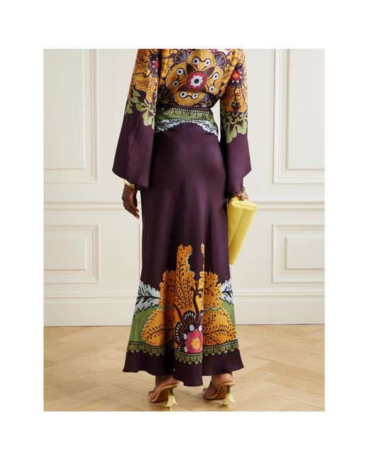 LaDoubleJ Purple Place-Print Maxi Skirt