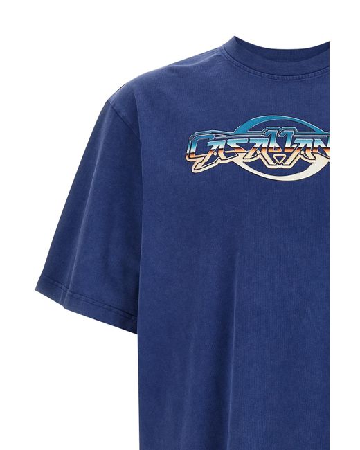 Casablanca Blue Logo Crew Neck T-Shirt for men