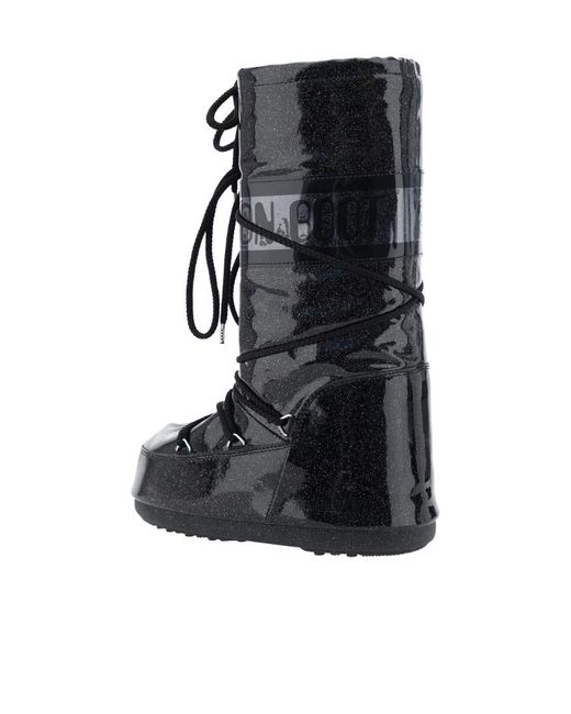 Moon Boot Black Icon Glitter Snow Boots