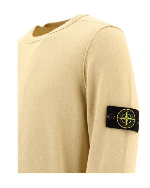 Stone Island Natural Compass Patch Crewneck Knitted Jumper for men