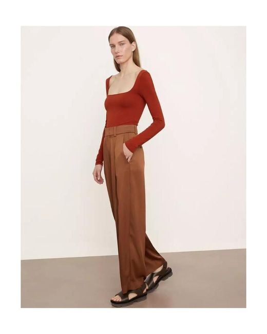 Vince Brown Tailored Wide-Leg Trousers