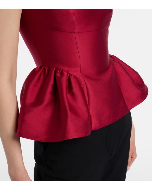 Roland Mouret Red Peplum Taffeta Top