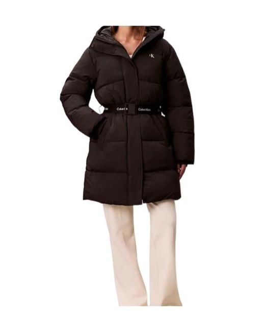 Calvin Klein Black Belted Coat
