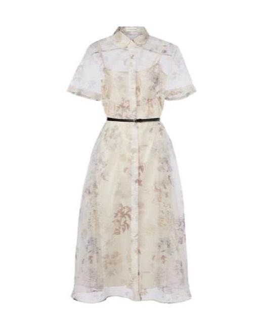 Altuzarra White Kiera Floral Silk Midi Dress