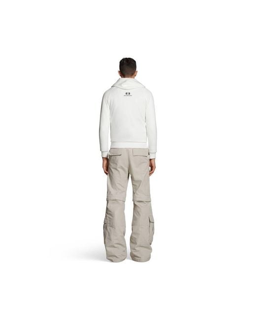 Balenciaga White Long Printed Straight Hem Hoodie for men
