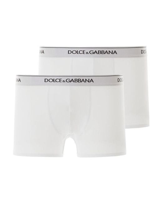 Dolce & Gabbana White Set Of Two Logo Waistband Boxers for men