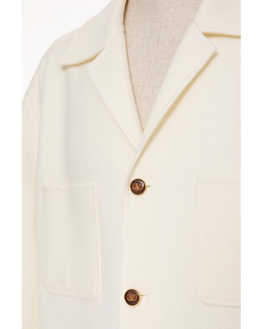 Valentino White Vlogo Signature-Buttons Shirt Jacket for men