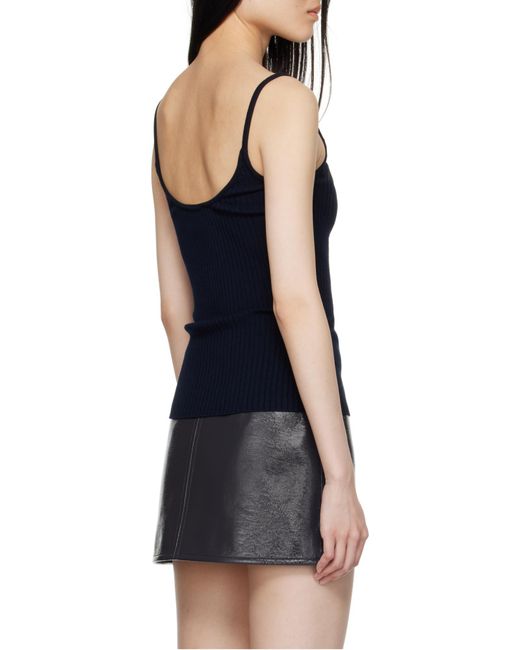 Courreges Blue Courrèges Logo Embroidered Ribbed Sleeveless Top