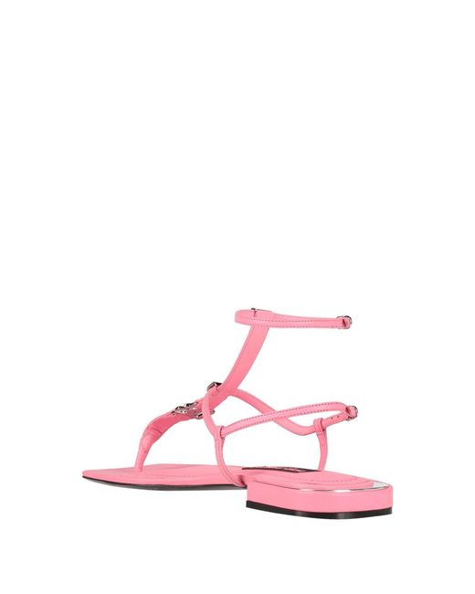 Dolce & Gabbana Pink Minimalist Leather Sandals