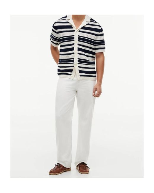 Tommy Hilfiger Blue Striped Knit Short-Sleeve Shirt for men