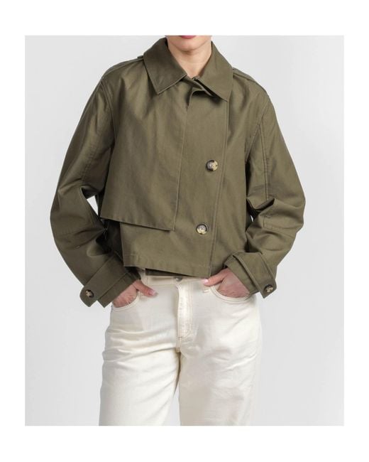 Rag & Bone Green Cropped Double-Breasted Coat